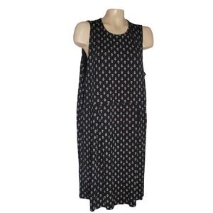 J. Jill Wearever Black White Geometric Print Sleeveless Shift Dress XL momcore